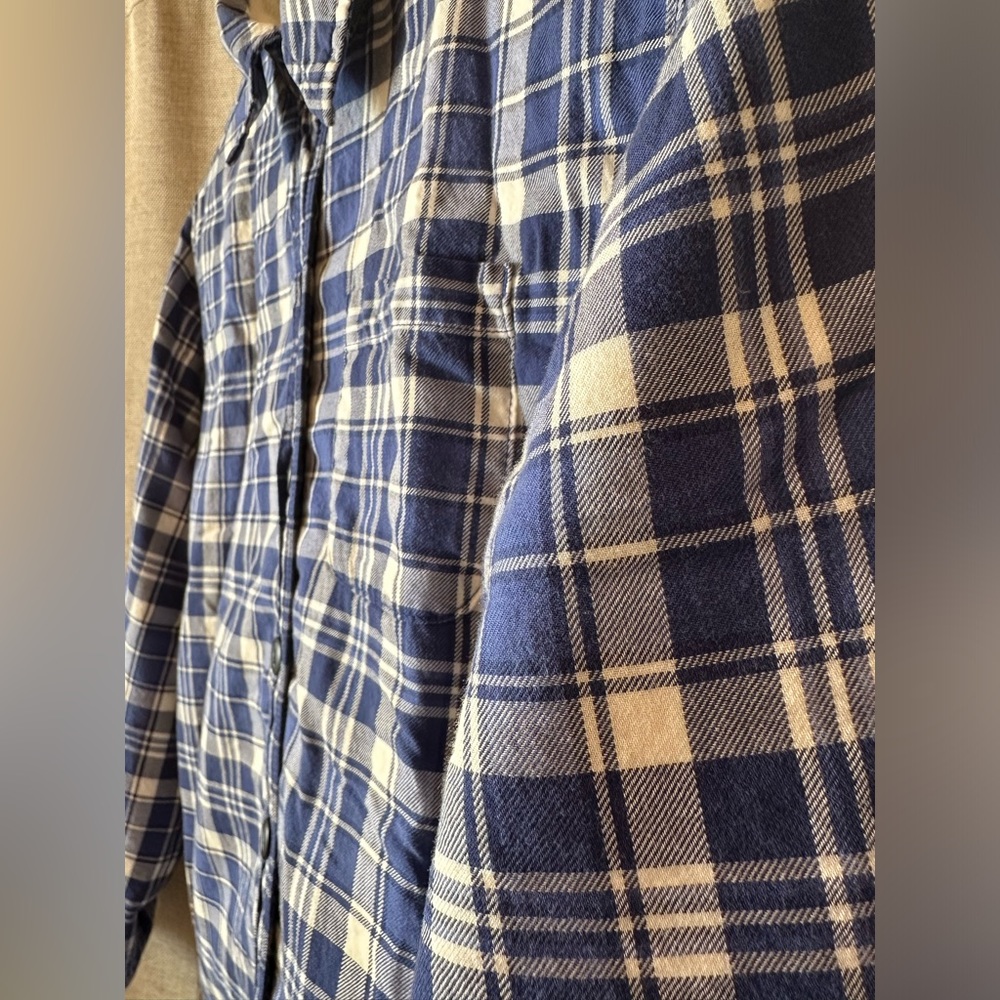 L.L. Bean•women’s Sherpa-lined flannel•XSP•blue & white plaid•100% cotton•fleece - Picture 14 of 15